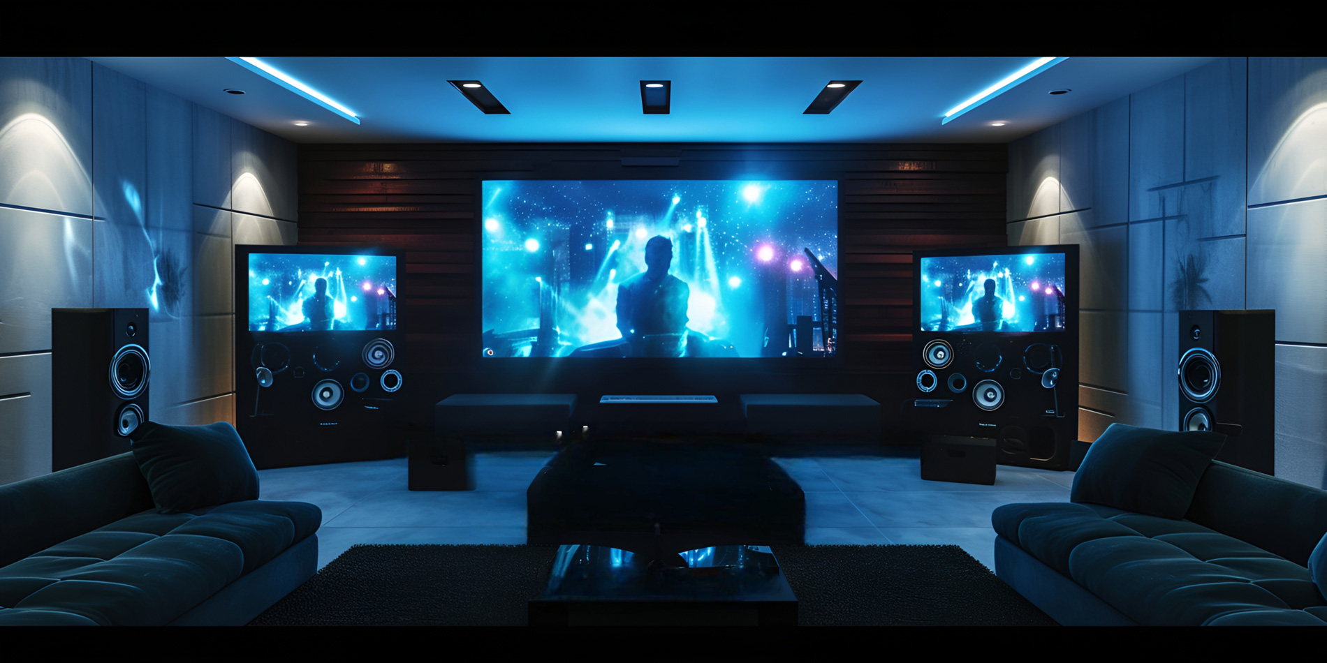 movie room and living room mock up