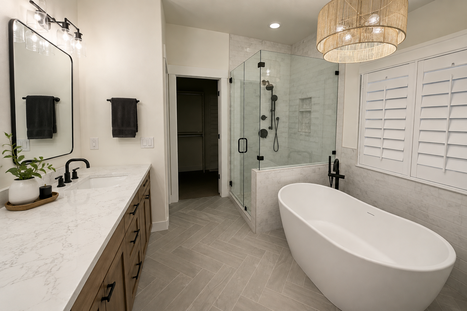 Modern Spa Bathroom with Freestanding Tub